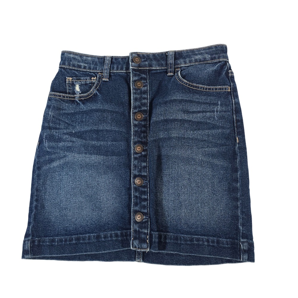 Hollister High Rise Button Front Denim Skirt Vintage Stretch Women's Size 5